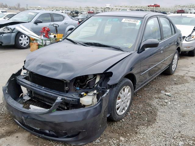 1HGES16555L028523 - 2005 HONDA CIVIC LX BLACK photo 2