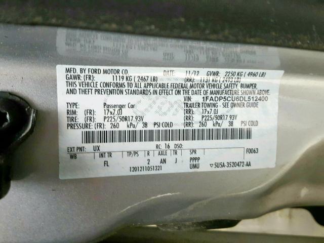 1FADP5CU6DL512400 - 2013 FORD C-MAX PREMIUM  photo 10