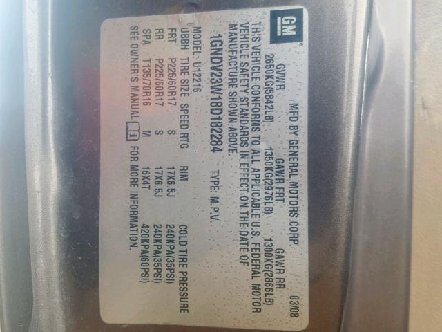 1GNDV23W18D182284 - 2008 CHEVROLET UPLANDER L 棕色 照片 10