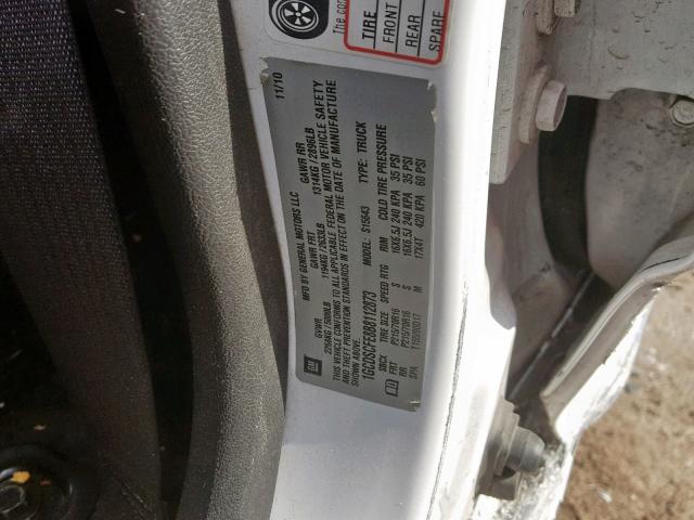 1GCDSCFE8B8112873 - 2011 CHEVROLET COLORADO L WHITE photo 10