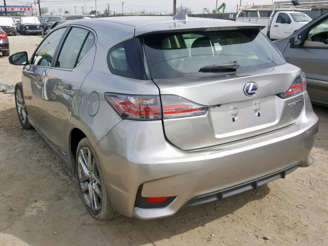 JTHKD5BH1H2288607 - 2017 LEXUS CT 200 SILVER photo 3