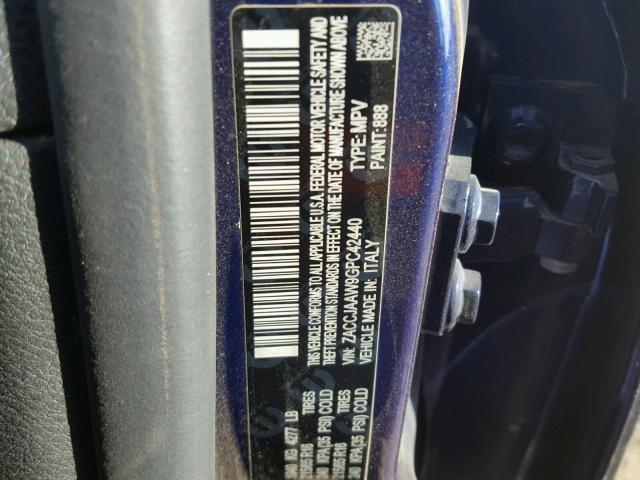 ZACCJAAW9GPC42440 - 2016 JEEP RENEGADE S ლურჯი ფოტო 10