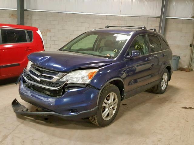 5J6RE4H78AL075038 - 2010 HONDA CR-V EXL BLUE photo 2