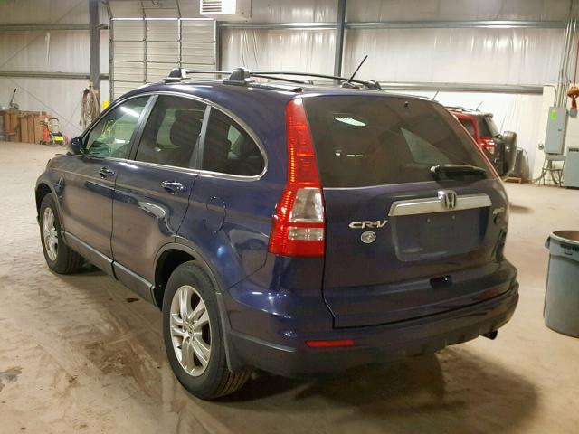 5J6RE4H78AL075038 - 2010 HONDA CR-V EXL BLUE photo 3