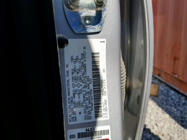 5TFDW5F16DX275530 - 2013 TOYOTA TUNDRA CRE SILVER photo 10