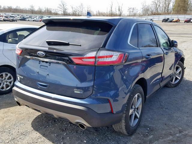 2FMPK4J93KBB19137 - 2019 FORD EDGE SEL BLUE photo 4