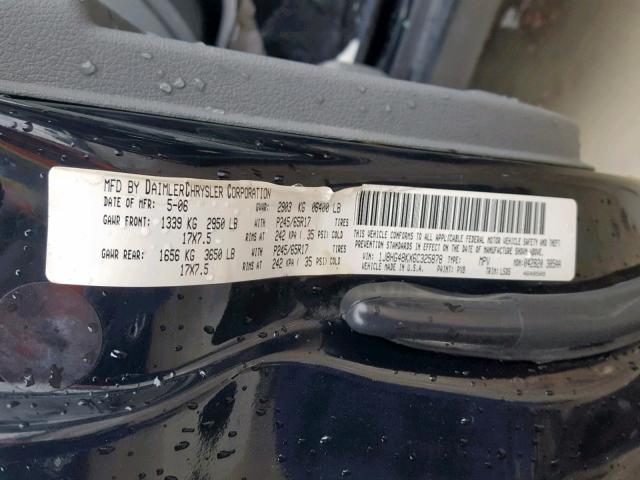 1J8HG48KX6C325878 - 2006 JEEP COMMANDER 黑色 照片 10