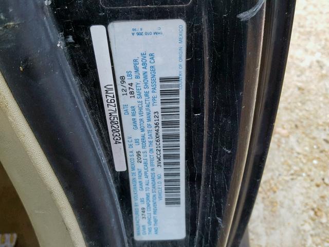 3VWCC21C6XM436123 - 1999 VOLKSWAGEN NEW BEETLE Qara foto 10