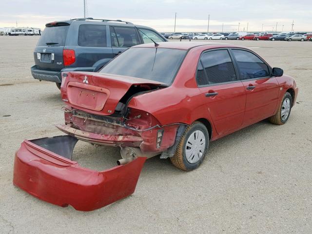 JA3AJ26E05U034762 - 2005 MITSUBISHI LANCER ES MAROON photo 4