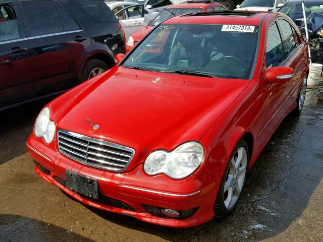 WDBRF52H17A923015 - 2007 MERCEDES-BENZ C 230 RED photo 2