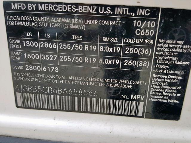 4JGBB5GB6BA658566 - 2011 MERCEDES-BENZ ML 350 WHITE photo 10