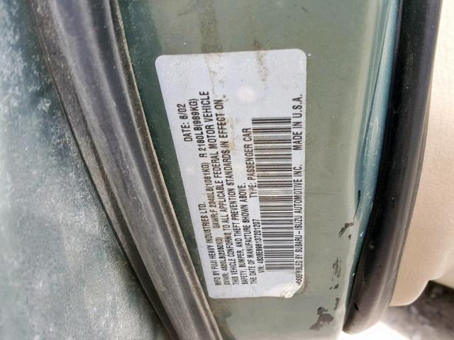 4S3BE896137201207 - 2003 SUBARU LEGACY OUT GREEN photo 10