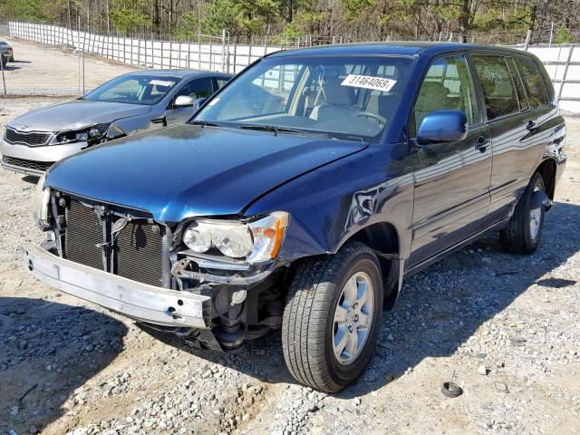 JTEGD21A110005162 - 2001 TOYOTA HIGHLANDER BLUE photo 2