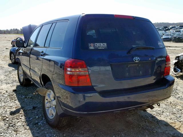 JTEGD21A110005162 - 2001 TOYOTA HIGHLANDER BLUE photo 3