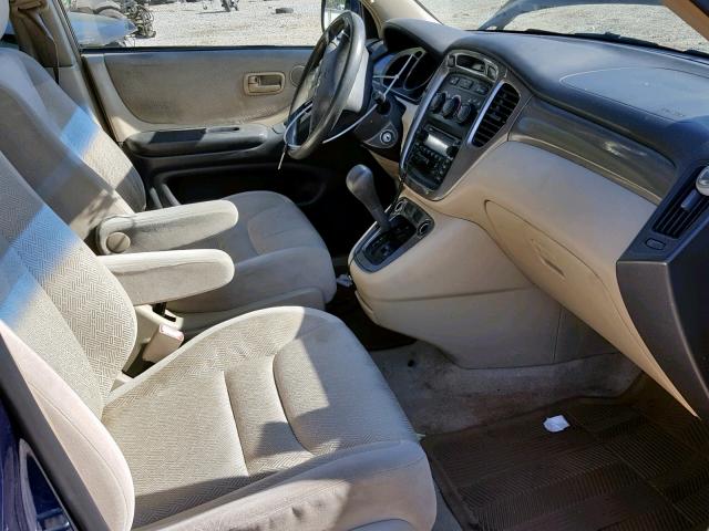 JTEGD21A110005162 - 2001 TOYOTA HIGHLANDER BLUE photo 5