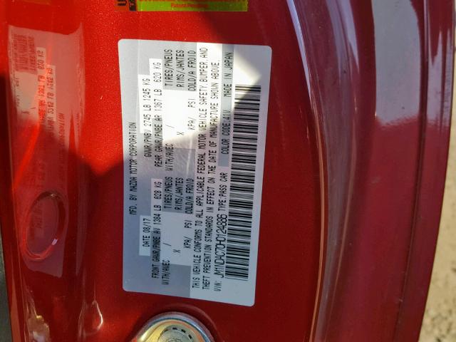 JM1NDAC70H0124886 - 2017 MAZDA MX-5 MIATA RED photo 10