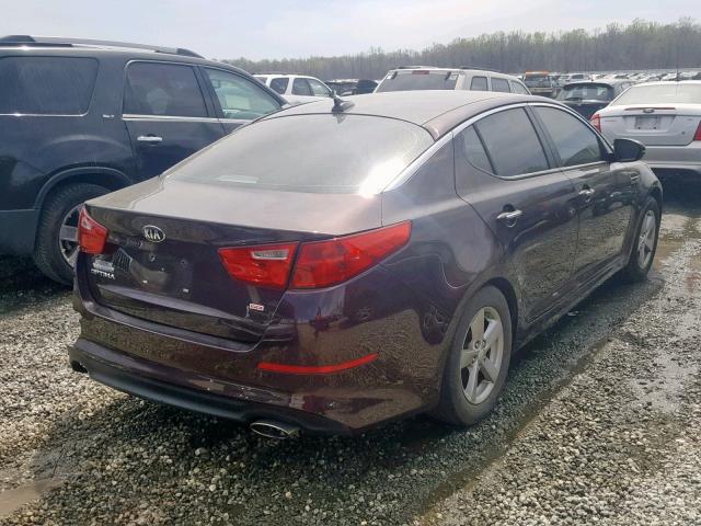 5XXGM4A79EG322115 - 2014 KIA OPTIMA LX BURGUNDY photo 4