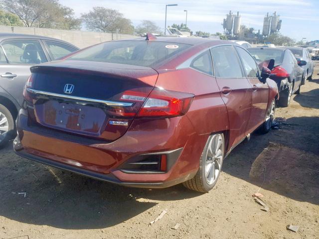 JHMZC5F14JC011531 - 2018 HONDA CLARITY RED photo 4