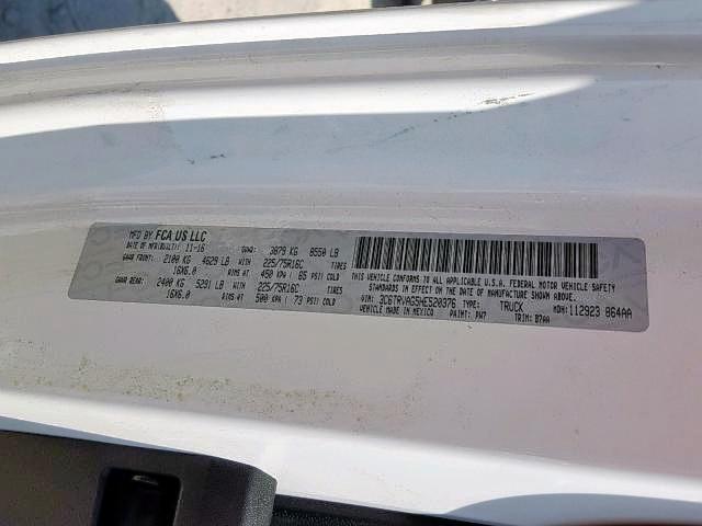 3C6TRVAG5HE520376 - 2017 RAM PROMASTER 白色 照片 10