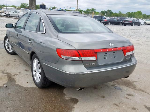 KMHFC46F07A158486 - 2007 HYUNDAI AZERA SE GRAY photo 3