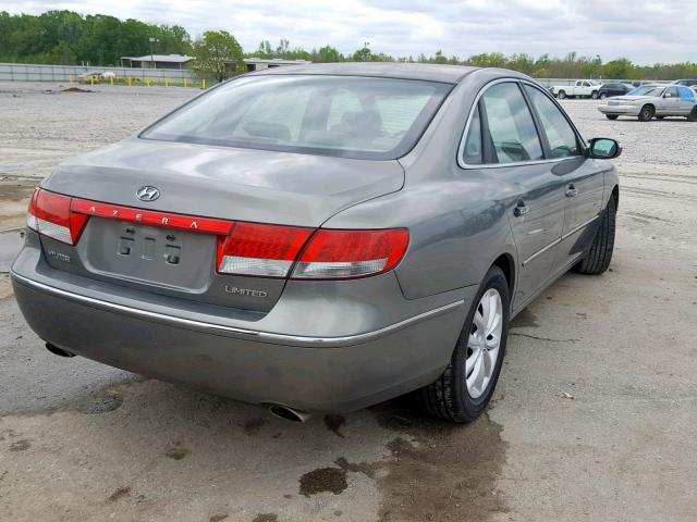 KMHFC46F07A158486 - 2007 HYUNDAI AZERA SE GRAY photo 4