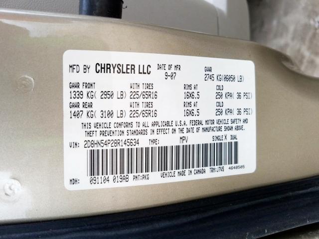 2D8HN54P28R145634 - 2008 DODGE GRAND CARAVAN SXT  photo 10