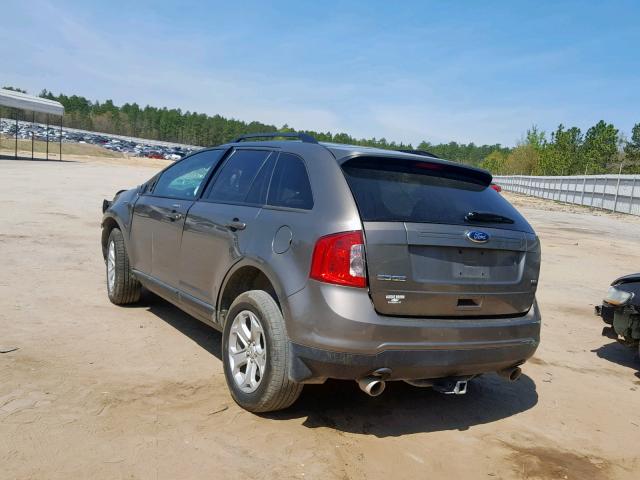 2FMDK3JCXDBC29274 - 2013 FORD EDGE SEL CHARCOAL photo 3