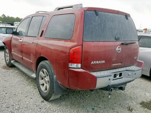 5N1AA08A05N717602 - 2005 NISSAN ARMADA SE MAROON photo 3