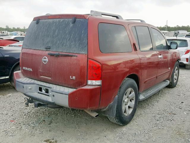 5N1AA08A05N717602 - 2005 NISSAN ARMADA SE MAROON photo 4