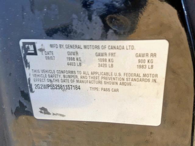 2G2WP552581157184 - 2008 PONTIAC GRAND PRIX BLACK photo 10