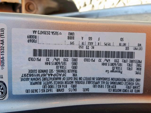 3FADP4AJ6FM198297 - 2015 FORD FIESTA S GRAY photo 10