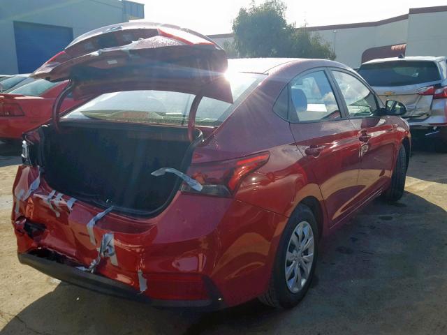 3KPC24A39KE060151 - 2019 HYUNDAI ACCENT SE RED photo 4