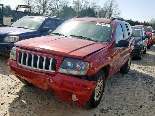 1J4GX48S84C171360 - 2004 JEEP GRAND CHER RED photo 2