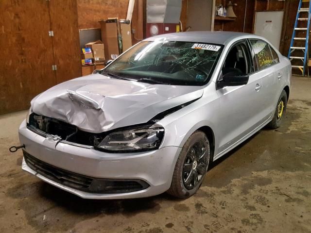 3VW2K7AJ7DM222375 - 2013 VOLKSWAGEN JETTA BASE SILVER photo 2