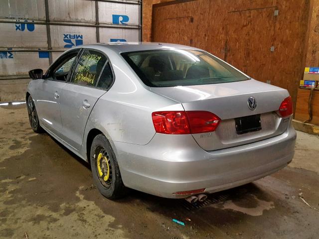 3VW2K7AJ7DM222375 - 2013 VOLKSWAGEN JETTA BASE SILVER photo 3