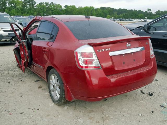 3N1AB6AP9CL662151 - 2012 NISSAN SENTRA 2.0 MAROON photo 3