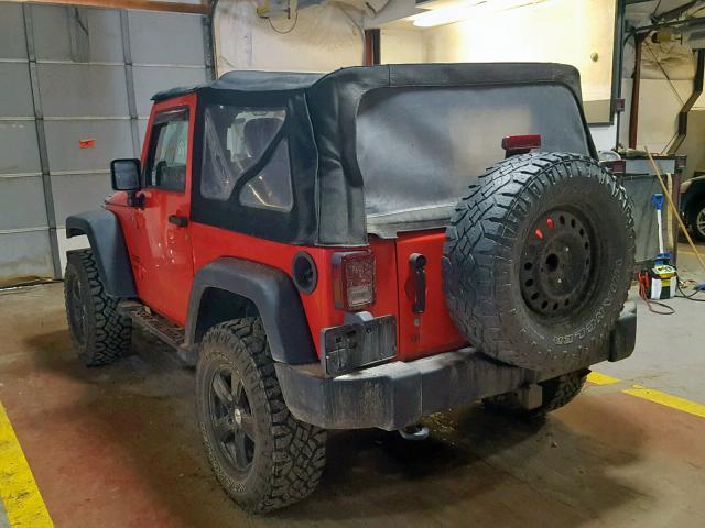 1C4AJWAG8DL612435 - 2013 JEEP WRANGLER S RED photo 3