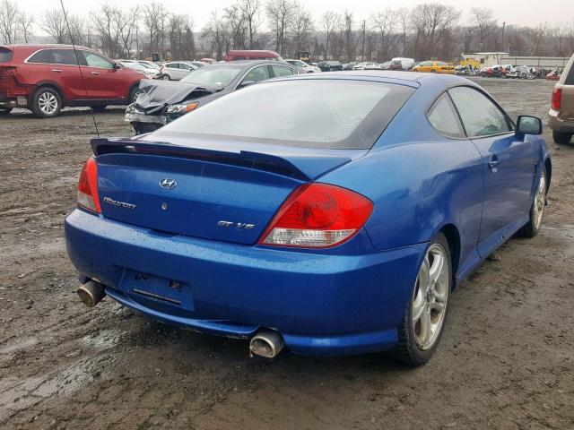 KMHHN65F65U159606 - 2005 HYUNDAI TIBURON GT BLUE photo 4