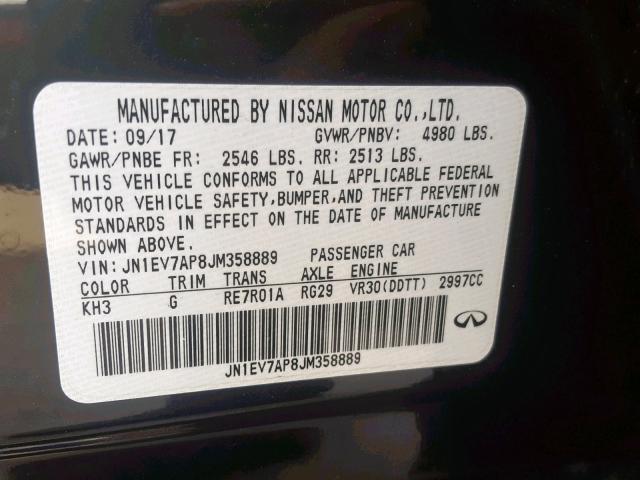 JN1EV7AP8JM358889 - 2018 INFINITI Q50 LUXE BLACK photo 10