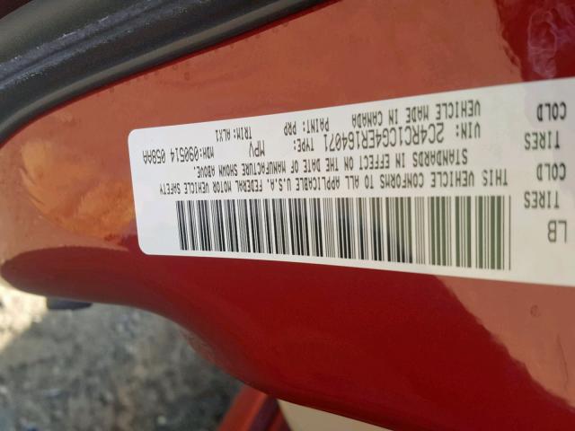 2C4RC1CG4ER164071 - 2014 CHRYSLER TOWN & COU RED photo 10