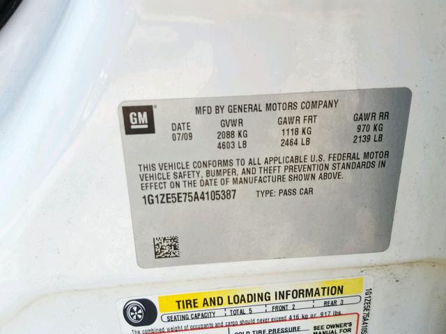 1G1ZE5E75A4105387 - 2010 CHEVROLET MALIBU LTZ WHITE photo 10