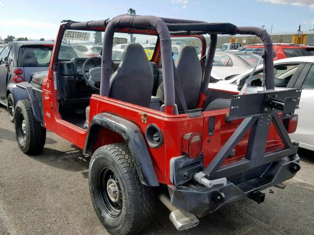 1J4FY19S5XP485700 - 1999 JEEP WRANGLER / RED photo 3