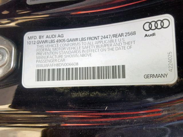 WAUAFAFH8DN006608 - 2013 AUDI A5 PREMIUM BLACK photo 10