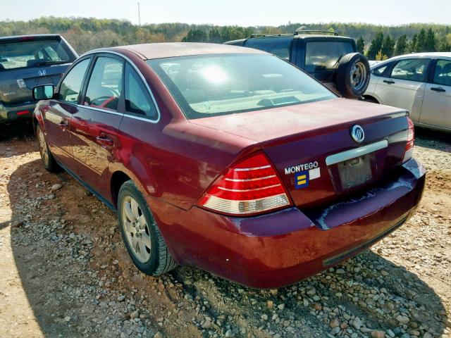 1MEFM40125G624944 - 2005 MERCURY MONTEGO LU BURGUNDY photo 3