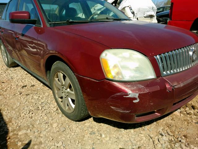 1MEFM40125G624944 - 2005 MERCURY MONTEGO LU BURGUNDY photo 9