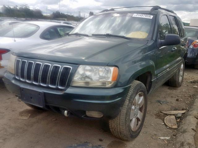 1J4GW58N61C597689 - 2001 JEEP GRAND CHER GREEN photo 2