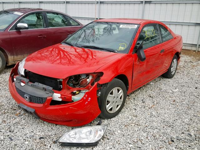 1HGEM22315L076086 - 2005 HONDA CIVIC DX V RED photo 2