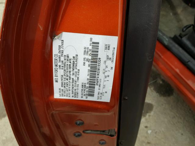 3FAFP31N25R155339 - 2005 FORD FOCUS ZX3 ORANGE photo 10