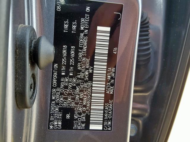 JTJYARBZ6H2083981 - 2017 LEXUS NX 200T GRAY photo 10