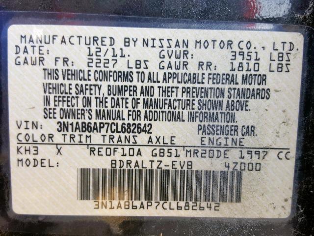 3N1AB6AP7CL682642 - 2012 NISSAN SENTRA 2.0 BLACK photo 10